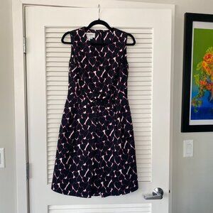 Helene Berman Hearts Mini Shift Dress, Deep Blue & Pink, Bow, Size 4